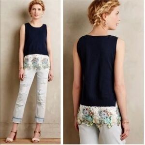 Anthropologie MOTH sleeveless sweater with lace underlay